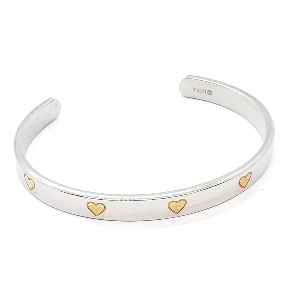 Inori Steel &  Gold PVD Heart Cuff Bracelet